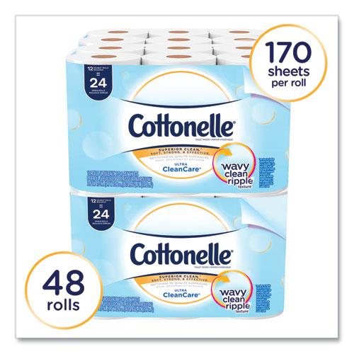 Image of Cottonelle® Clean Care Bathroom Tissue, Septic Safe, 1-Ply, White, 170 Sheets/roll, 48 Rolls/carton