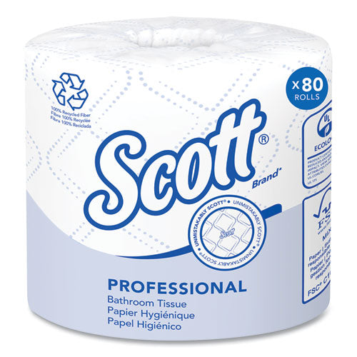 Image of Scott® Essential 100% Recycled Fiber SRB Bathroom Tissue, Septic Safe, 2-Ply, White, 473 Sheets/Roll, 80 Rolls/Carton