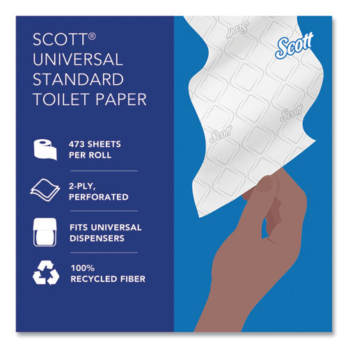 Image of Scott® Essential 100% Recycled Fiber SRB Bathroom Tissue, Septic Safe, 2-Ply, White, 473 Sheets/Roll, 80 Rolls/Carton