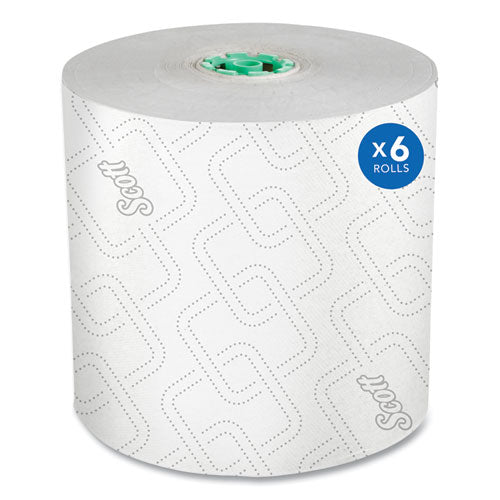 Image of Scott® Pro Hard Roll Paper Towels with Elevated Scott Design for Scott Pro Dispenser, Green Core Only, 1-Ply, 1,150 ft, 6 Rolls/CT