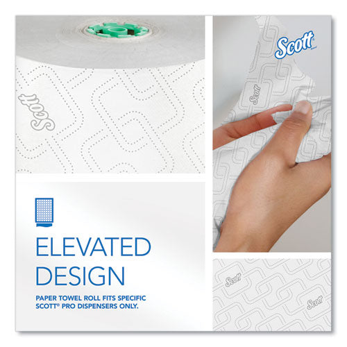 Image of Scott® Pro Hard Roll Paper Towels with Elevated Scott Design for Scott Pro Dispenser, Green Core Only, 1-Ply, 1,150 ft, 6 Rolls/CT