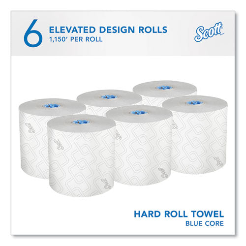Image of Scott® Pro Hard Roll Paper Towels with Elevated Scott Design for Scott Pro Dispenser, Blue Core Only, 1-Ply, 1,150 ft, 6 Rolls/CT