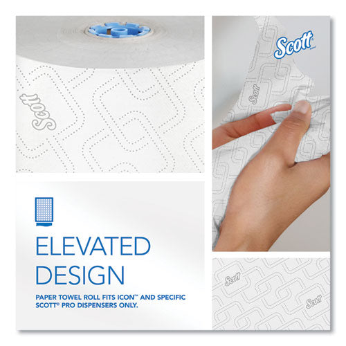 Image of Scott® Pro Hard Roll Paper Towels with Elevated Scott Design for Scott Pro Dispenser, Blue Core Only, 1-Ply, 1,150 ft, 6 Rolls/CT