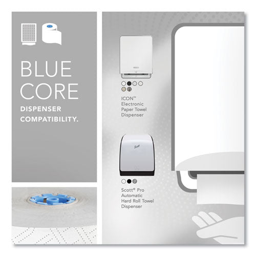 Image of Scott® Pro Hard Roll Paper Towels with Elevated Scott Design for Scott Pro Dispenser, Blue Core Only, 1-Ply, 1,150 ft, 6 Rolls/CT