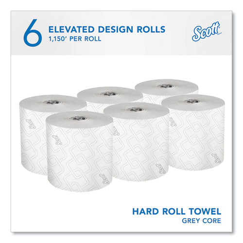 Image of Scott® Pro Hard Roll Paper Towels with Elevated Scott Design for Scott Pro Dispenser, Gray Core Only, 1-Ply, 1,150 ft, 6 Rolls/CT