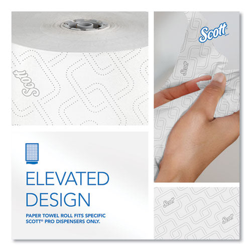 Image of Scott® Pro Hard Roll Paper Towels with Elevated Scott Design for Scott Pro Dispenser, Gray Core Only, 1-Ply, 1,150 ft, 6 Rolls/CT