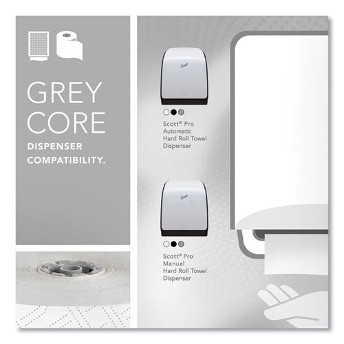 Image of Scott® Pro Hard Roll Paper Towels with Elevated Scott Design for Scott Pro Dispenser, Gray Core Only, 1-Ply, 1,150 ft, 6 Rolls/CT