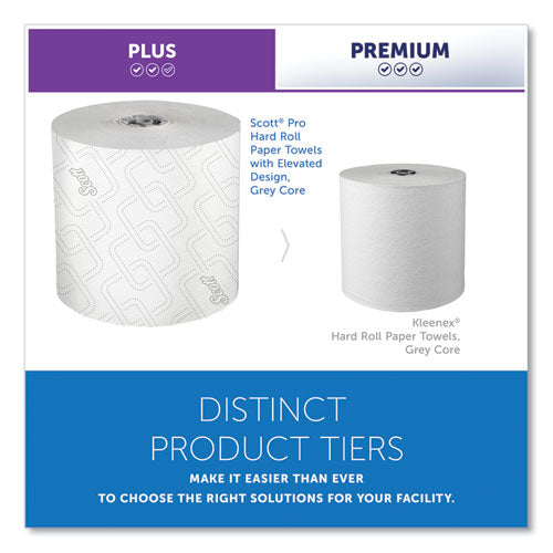 Image of Scott® Pro Hard Roll Paper Towels with Elevated Scott Design for Scott Pro Dispenser, Gray Core Only, 1-Ply, 1,150 ft, 6 Rolls/CT
