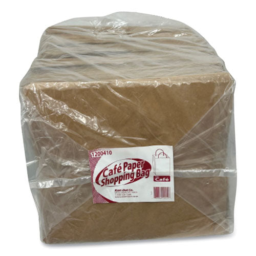 Image of Kari-Out® Kraft Paper Bags, Natural Kraft Flat Handles, 11" x 7" x 12", Brown, 250/Carton