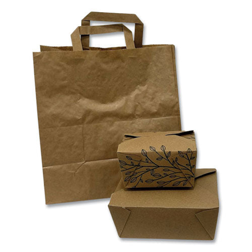 Image of Kari-Out® Kraft Paper Bags, Natural Kraft Flat Handles, 11" x 7" x 12", Brown, 250/Carton