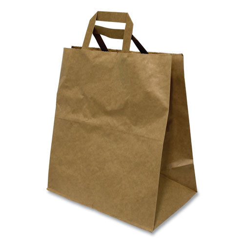 Image of Kari-Out® Kraft Paper Bags, Natural Kraft Flat Handles, 11" x 7" x 12", Brown, 250/Carton