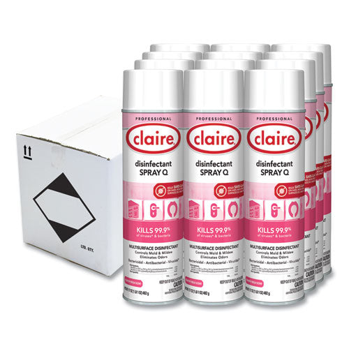 Image of Claire® Spray Q Disinfectant, Country Fresh Scent, 17 oz Aerosol Spray, Dozen