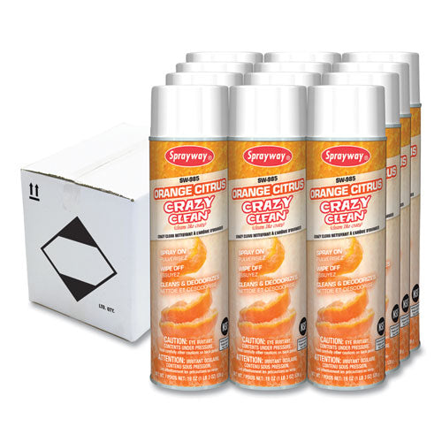 Image of Sprayway® Orange Citrus Crazy Clean, Orange Scent, 19 oz Aerosol Spray, Dozen