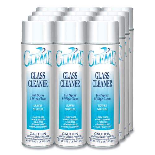 Image of Claire® Gleme Glass Cleaner, Fresh Scent, 19 oz Aerosol Spray, Dozen