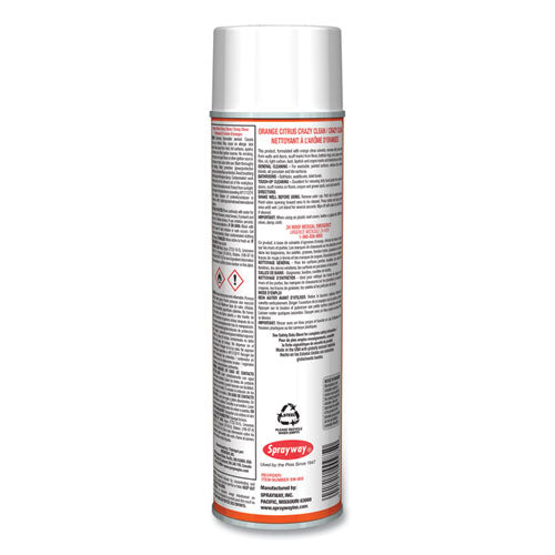 Image of Sprayway® Orange Citrus Crazy Clean, Orange Scent, 19 oz Aerosol Spray, Dozen