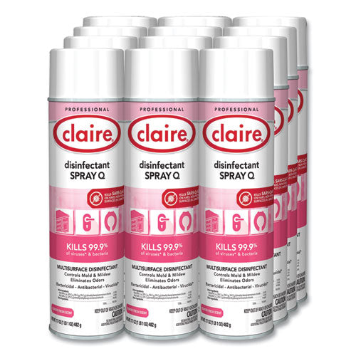 Image of Claire® Spray Q Disinfectant, Country Fresh Scent, 17 oz Aerosol Spray, Dozen