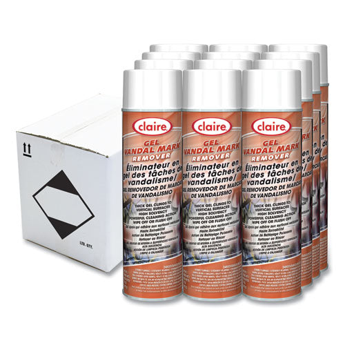 Image of Claire® Gel Vandal Mark Remover, 15 oz Aerosol Spray, Dozen