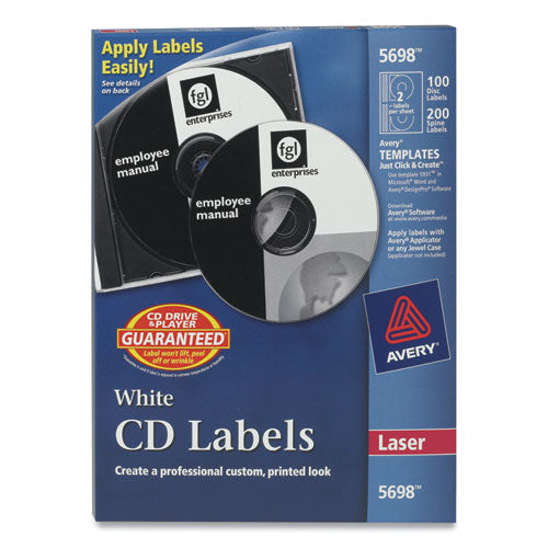 Image of Avery® Laser Cd Labels, Matte White, 100/pack