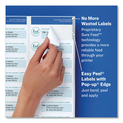 Image of Avery® Glossy Clear Easy Peel Mailing Labels W/ Sure Feed Technology, Inkjet/laser Printers, 0.66 X 1.75, 60/sheet, 10 Sheets/pk