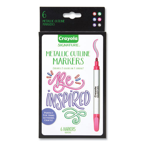 Image of Crayola® Signature Metallic Outline Paint Markers, Bullet Tip, Assorted Colors, 6/Pack