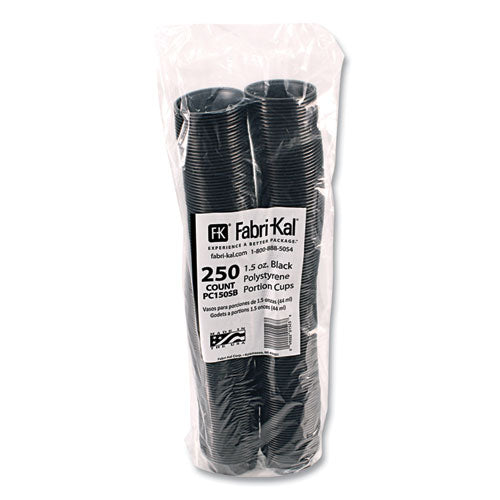 Image of Fabri-Kal® Portion Cups, 1.5 oz, Squat, Plastic, Black, 250/Sleeve, 10 Sleeves/Carton