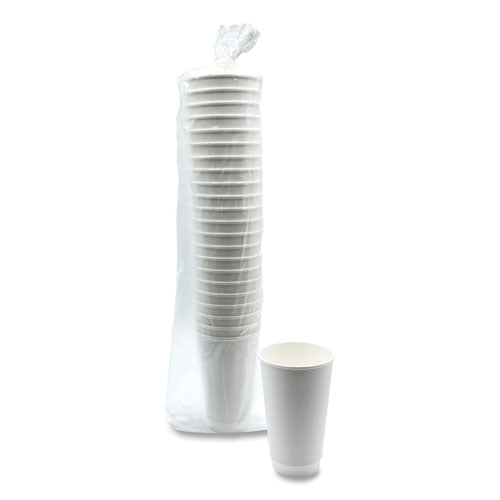 Image of Boardwalk® Paper Hot Cups, Double-Walled, 16 oz, White, 25/Pack