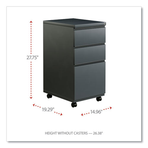 Image of Alera® File Pedestal With Full-Length Pull, Left Or Right, 3-Drawers: Box/box/file, Legal/letter, Charcoal, 14.96" X 19.29" X 27.75"