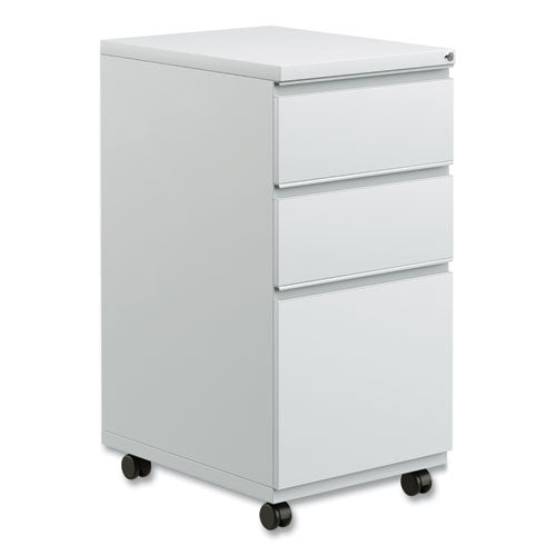 Image of Alera® File Pedestal With Full-Length Pull, Left/right, 3-Drawers: Box/box/file, Legal/letter, Light Gray, 14.96" X 19.29" X 27.75"