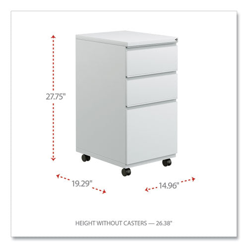 Image of Alera® File Pedestal With Full-Length Pull, Left/right, 3-Drawers: Box/box/file, Legal/letter, Light Gray, 14.96" X 19.29" X 27.75"