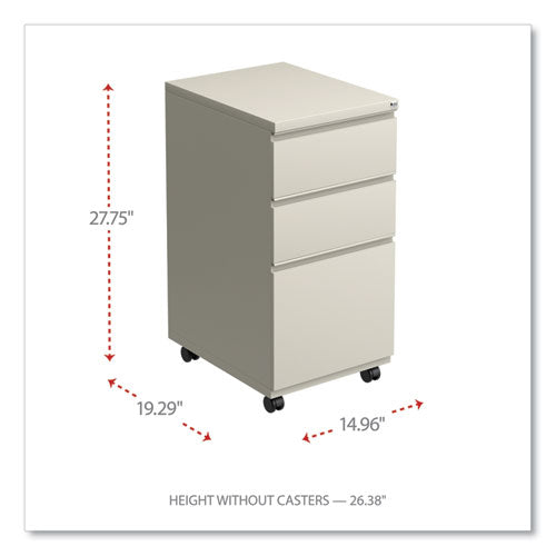 Image of Alera® File Pedestal With Full-Length Pull, Left Or Right, 3-Drawers: Box/box/file, Legal/letter, Putty, 14.96" X 19.29" X 27.75"