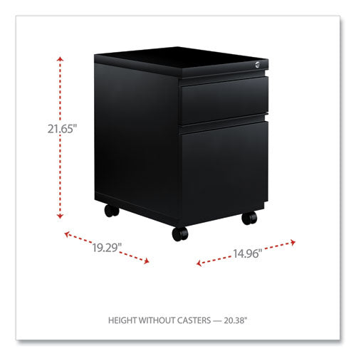 Image of Alera® File Pedestal With Full-Length Pull, Left Or Right, 2-Drawers: Box/file, Legal/letter, Black, 14.96" X 19.29" X 21.65"