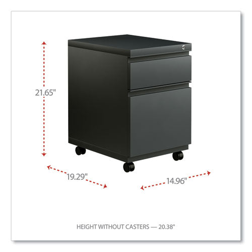 Image of Alera® File Pedestal With Full-Length Pull, Left Or Right, 2-Drawers: Box/file, Legal/letter, Charcoal, 14.96" X 19.29" X 21.65"