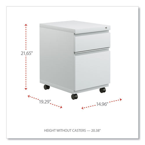 Image of Alera® File Pedestal With Full-Length Pull, Left Or Right, 2-Drawers: Box/file, Legal/letter, Light Gray, 14.96" X 19.29" X 21.65"