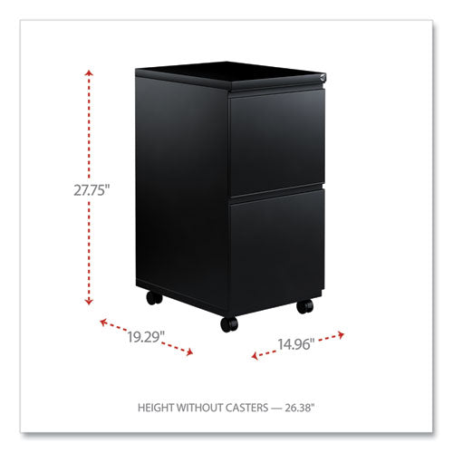 Image of Alera® File Pedestal With Full-Length Pull, Left Or Right, 2 Legal/letter-Size File Drawers, Black, 14.96" X 19.29" X 27.75"