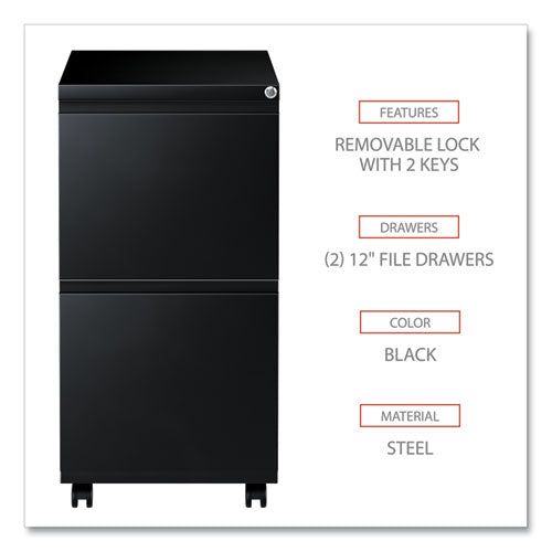 Image of Alera® File Pedestal With Full-Length Pull, Left Or Right, 2 Legal/letter-Size File Drawers, Black, 14.96" X 19.29" X 27.75"