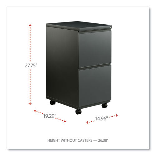 Image of Alera® File Pedestal With Full-Length Pull, Left Or Right, 2 Legal/letter-Size File Drawers, Charcoal, 14.96" X 19.29" X 27.75"