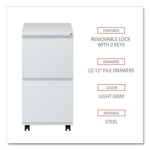 Image of Alera® File Pedestal With Full-Length Pull, Left Or Right, 2 Legal/letter-Size File Drawers, Light Gray, 14.96" X 19.29" X 27.75"