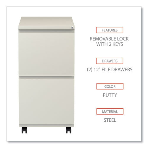 Image of Alera® File Pedestal With Full-Length Pull, Left Or Right, 2 Legal/letter-Size File Drawers, Putty, 14.96" X 19.29" X 27.75"