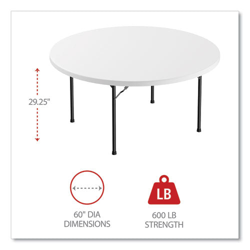 Image of Alera® Round Plastic Folding Table, 60" Diameter x 29.25h, White