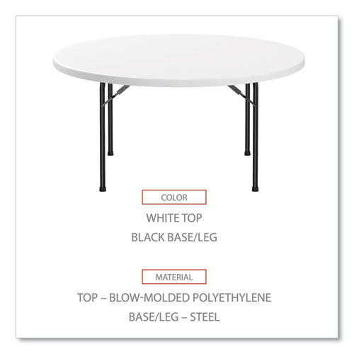 Image of Alera® Round Plastic Folding Table, 60" Diameter x 29.25h, White