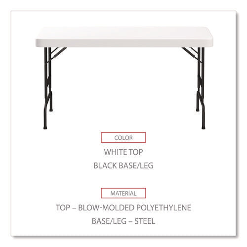 Image of Alera® Fold in Half Plastic Folding Table, Rectangular, 72w x 29.63d x 29.25 to 37.13h, White