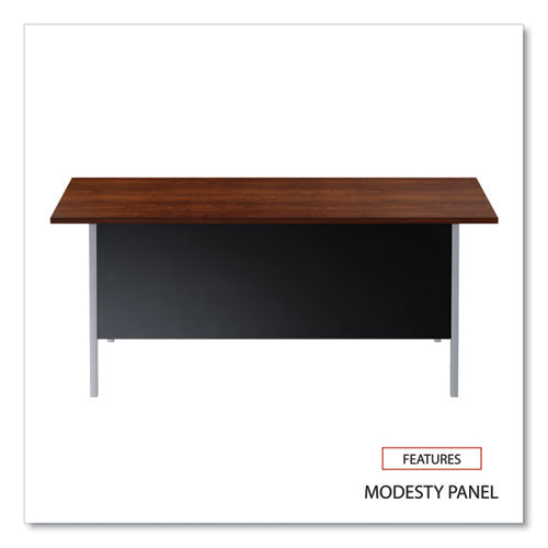 Image of Alera® Double Pedestal Steel Desk, 72" x 36" x 29.5", Mocha/Black, Chrome-Plated Legs