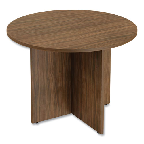 Image of Alera® Alera Valencia Round Conference Table with Legs, 42" Diameter x 29.5h, Modern Walnut