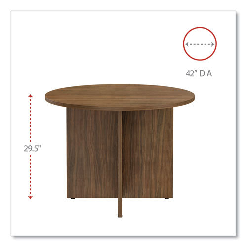 Image of Alera® Alera Valencia Round Conference Table with Legs, 42" Diameter x 29.5h, Modern Walnut