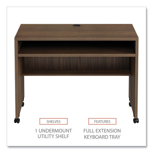 Image of Alera® Alera Valencia Series Mobile Workstation Desk, 41.38" X 23.63" X 30", Modern Walnut