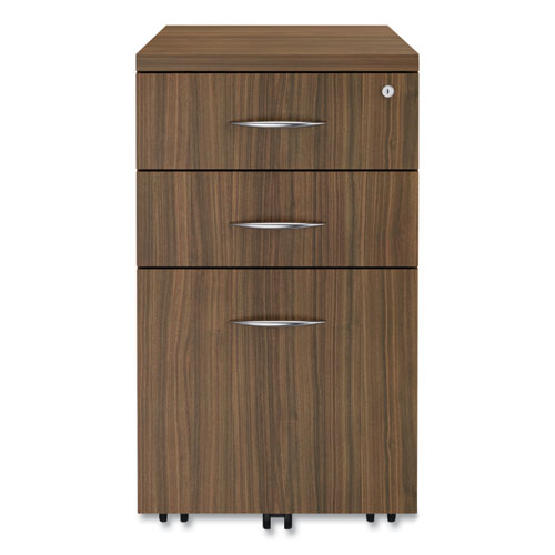 Image of Alera® Alera Valencia Series Mobile Pedestal File, Left/right, 3-Drawer: Box/box/file, Legal/letter, Walnut, 15.88 X 20.5 X 28.38