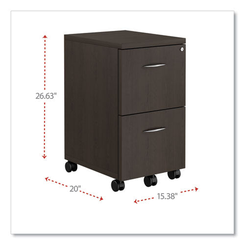 Image of Alera® Alera Valencia Series Mobile Pedestal, Left Or Right, 2 Legal/letter-Size File Drawers, Espresso, 15.38" X 20" X 26.63"