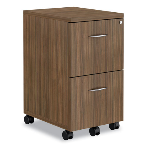 Image of Alera® Alera Valencia Series Mobile Pedestal, Left Or Right, 2 Legal/letter-Size File Drawers, Modern Walnut, 15.38" X 20" X 26.63"