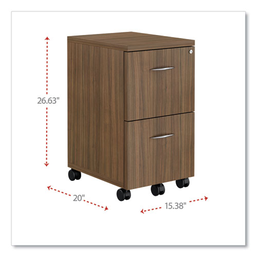 Image of Alera® Alera Valencia Series Mobile Pedestal, Left Or Right, 2 Legal/letter-Size File Drawers, Modern Walnut, 15.38" X 20" X 26.63"