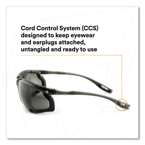 Image of 3M Virtua CCS Protective Eyewear with Foam Gasket, Black/Gray Plastic Frame, Gray Polycarbonate Lens